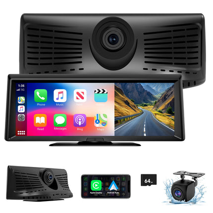 HIEHA®  8.1" Touchscreen Car Stereo – 2K Dash Cam, Wireless Apple CarPlay & Android Auto, Portable Design for All Cars