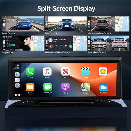 HIEHA®  8.1" Touchscreen Car Stereo – 2K Dash Cam, Wireless Apple CarPlay & Android Auto, Portable Design for All Cars